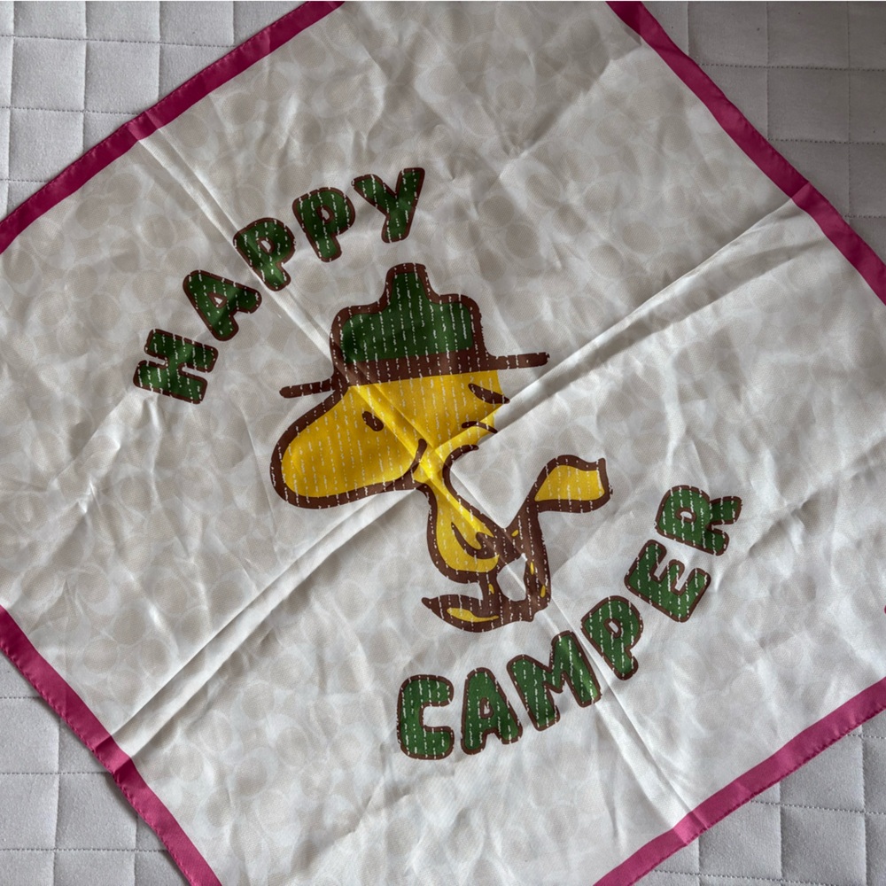 Coach x Peanuts - Happy Camper Bandana with Pink Border